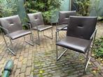 4x Arco Frame XL eetkamerstoelen donkerbruin leer, Huis en Inrichting, Ophalen, Gebruikt, Metaal, Bruin