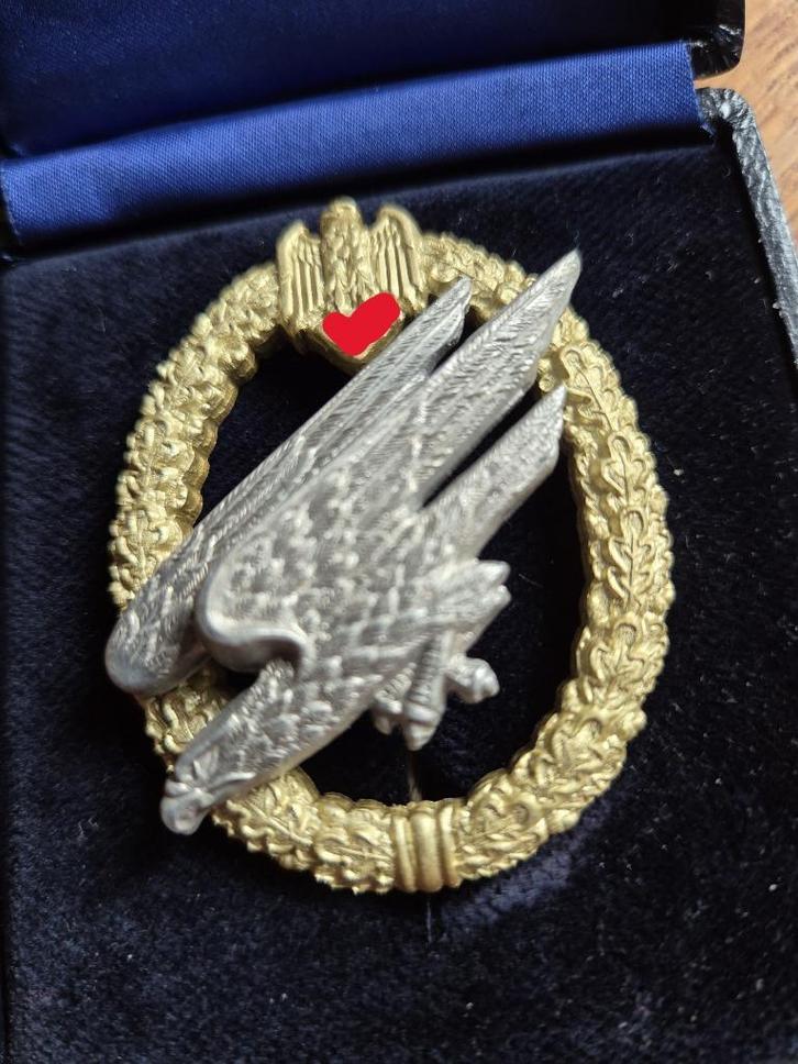 Fallschirmjäger Abzeichen des Heeres 1937-1939 + repl. etui, Verzamelen, Militaria | Tweede Wereldoorlog, Landmacht, Embleem of Badge