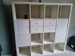 Witte Ikea kallax open kast met inzet lades en deuren, Ophalen, Gebruikt, 100 tot 150 cm, 100 tot 150 cm