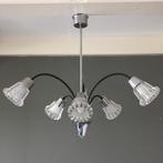 Jaren 50 60 chroom ice glas Kalmar Orrefors kroonluchter, Zweeds Deens, Gebruikt, 50 tot 75 cm, Glas