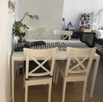 Witte eettafel met stoelen, Huis en Inrichting, Complete eetkamers, Ophalen, Zo goed als nieuw