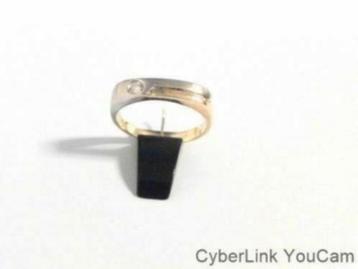 14588-2 14k Gouden Diamanten Bicolor Damesring Maat 17 beschikbaar voor biedingen