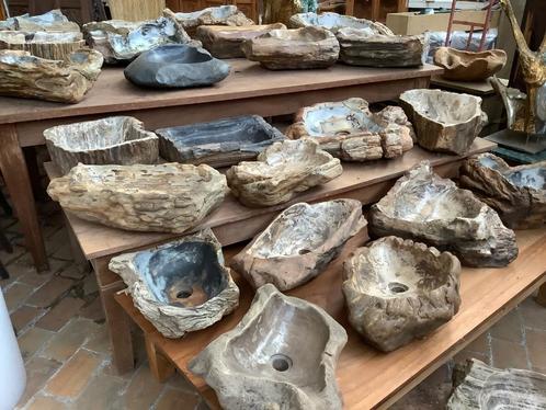 Mooie partij versteend houten wasbakken éénmalig, Verzamelen, Mineralen en Fossielen, Mineraal, Ophalen