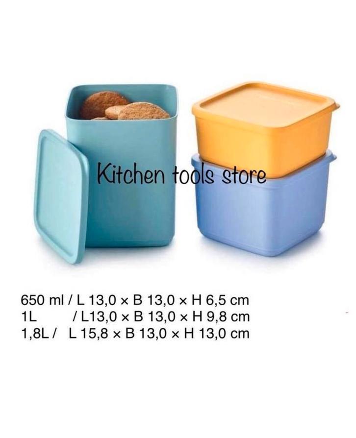 Tupperware cubix set (3) koelktrommels bewaarbak voorraadbus, Huis en Inrichting, Keuken | Tupperware, Nieuw, Bus of Trommel, Ophalen of Verzenden