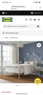 Mooi Ikea Leirvik bedframe van 160 breed, Ophalen, Gebruikt, Wit, Tweepersoons