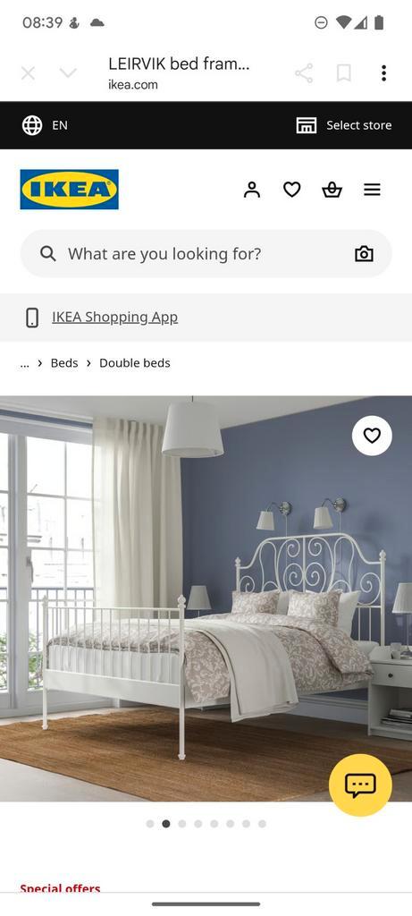 Mooi Ikea Leirvik bedframe van 160 breed, Huis en Inrichting, Slaapkamer | Bedden, Gebruikt, Tweepersoons, 160 cm, 200 cm, Metaal