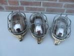 3 Gietijzeren gangboord scheepslampen., Antiek en Kunst, Antiek | Lampen, Ophalen of Verzenden
