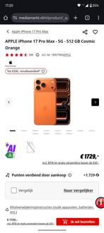 Apple iPhone 17 Pro Max 512gb nieuw geseald met bon!, Ophalen, 512 GB, Overige modellen, Nieuw