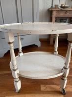 Thee tafeltje ecru, Ophalen, 50 tot 100 cm, Rond, Zo goed als nieuw