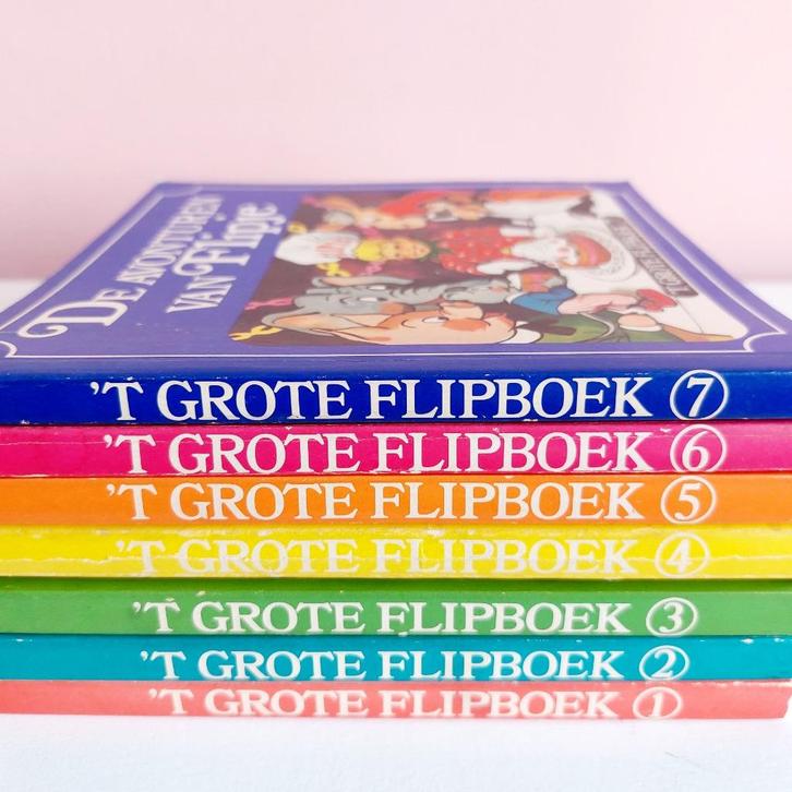 Boek 't Grote Flipboek deel 1 t/m 7, Flipje Tiel, Boeken, Stripboeken, Gelezen, Complete serie of reeks, Ophalen of Verzenden