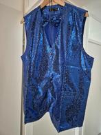 Blauwe glitter pailletten vest - XL, Kleding | Heren, Carnavalskleding en Feestkleding, Ophalen of Verzenden, Overige thema's