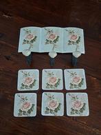 Wandrek handdoekenrek 3 haken en 6 onderzetters shabby chic, Ophalen of Verzenden, Zo goed als nieuw, Overig