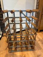 Vintage  wijnrek hout staal antiek rek voor 24 flessen, Huis en Inrichting, Woonaccessoires | Wijnrekken, Ophalen of Verzenden