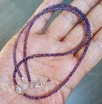 zilveren ketting met natuurlijke Amethist, Parel zilver 925, Sieraden, Tassen en Uiterlijk, Kettingen, O.T., Paars, Nieuw, Ophalen of Verzenden