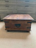 Houten salontafel kist, Huis en Inrichting, Tafels | Salontafels, Ophalen, Gebruikt, 100 tot 150 cm, Vierkant