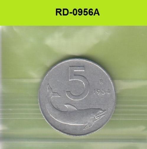 S8-RED-0956 Italy 5 LIRE 1954  VF KM92, Postzegels en Munten, Munten | Europa | Niet-Euromunten, Italië, Verzenden