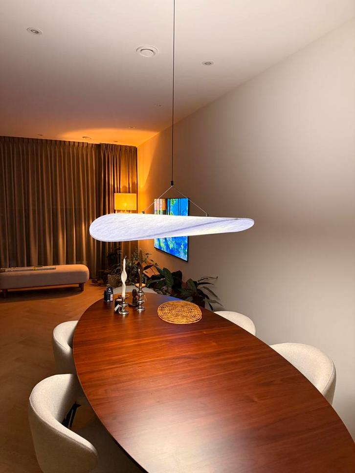 Tense hanglamp 80x80 cm eettafel woonkamer, Huis en Inrichting, Lampen | Hanglampen, Zo goed als nieuw, 50 tot 75 cm, Stof, Ophalen of Verzenden