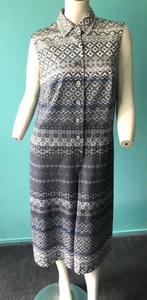 Vintage originele jaren 70 jurk grijs/blauw maat 44, Verzenden, Maat 42/44 (L), Vintage, Grijs