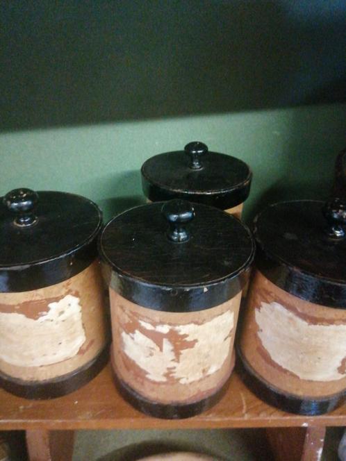 4 st oude sleetse apotheek apotheker drogist  potten hout, Huis en Inrichting, Woonaccessoires | Overige, Zo goed als nieuw, Ophalen of Verzenden