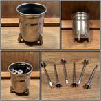 Set 6 verzilverde cocktailprikkers en mooi bakje op pootjes, Antiek en Kunst, Ophalen of Verzenden