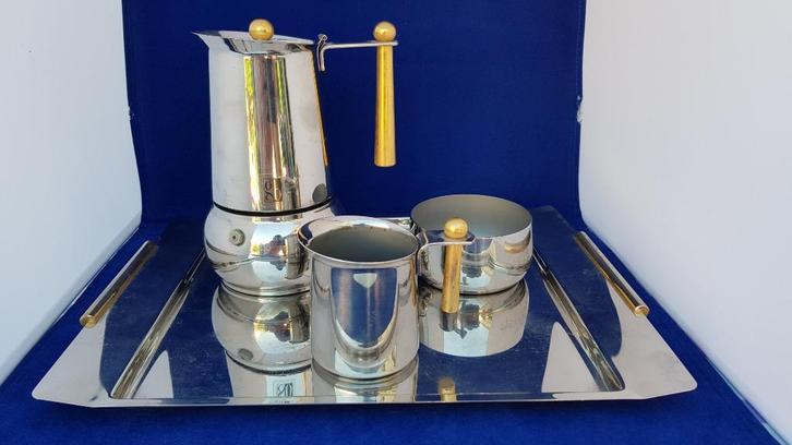 Koffie servies Douwe Egberts, Guido Bergna, Inox 18-10. 7B4, Huis en Inrichting, Keuken | Servies, Gebruikt, Overige typen, Overige stijlen