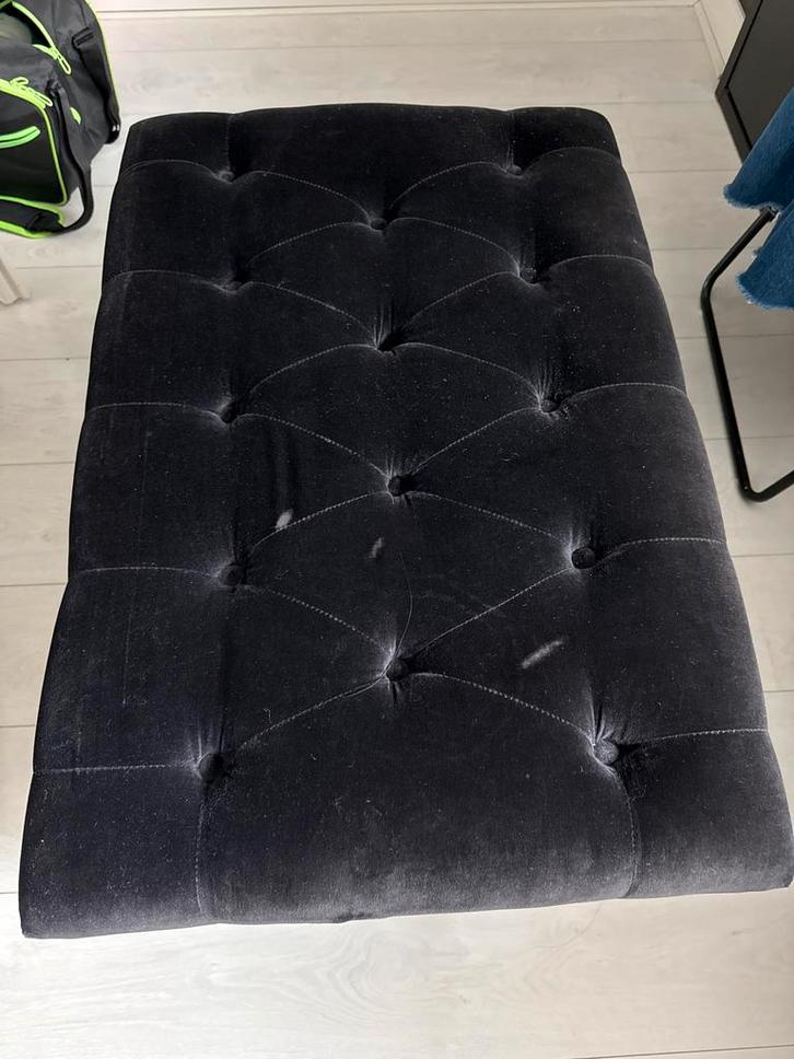 Zwarte Stoffen Bankje / Voetenbank, Huis en Inrichting, Banken | Voetenbanken en Poefen, Gebruikt, 50 tot 75 cm, 75 tot 100 cm