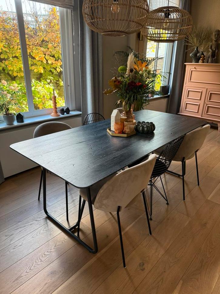 Eettafel Nouvion zwart 90x200 verjongd, Huis en Inrichting, Tafels | Eettafels, Zo goed als nieuw, 50 tot 100 cm, 200 cm of meer