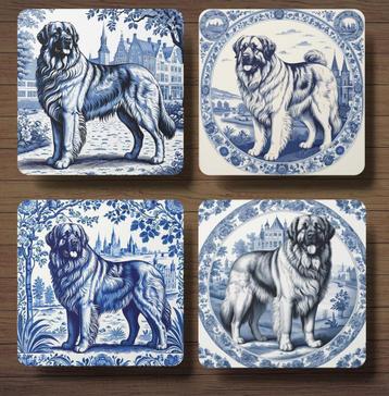 Leonberger Delfts Blauw onderzetters met houder beschikbaar voor biedingen