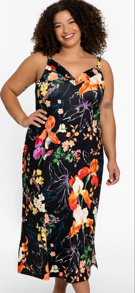 Yoek campo jurk huidige collectie 2025 zwart bloem XL 50 52, Kleding | Dames, Grote Maten, Zo goed als nieuw, Jurk, Zwart, Verzenden