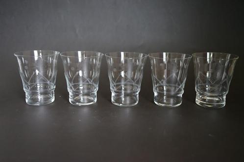 vintage geslepen glas water sap 5x streep, Antiek en Kunst, Antiek | Glas en Kristal, Ophalen of Verzenden
