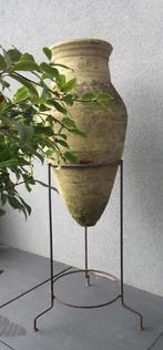 Unieke grote antieke vaas 70cm + ijzeren standaard, Tuin en Terras, Ophalen of Verzenden, Gebruikt