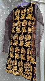 Carnavals feest jurkje. Aubergine fluweel, goud pailletten, Maat 38/40 (M), Carnaval, Ophalen of Verzenden, Zo goed als nieuw