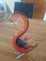 Glazen zwaan van Murano, rood ,oranje zwart 24 cm hoog, Antiek en Kunst, Antiek | Glas en Kristal, Ophalen of Verzenden