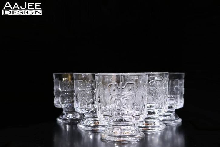 7 Spiegelau glazen – Brutalist – Gestileerde figuren – 1970s, Antiek en Kunst, Antiek | Glas en Kristal, Ophalen of Verzenden