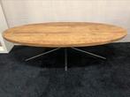 Eettafel ovaal mangohout 240cm lichtbruin met matrixpoot, 100 tot 150 cm, Ophalen of Verzenden, Vijf personen of meer, Metaal