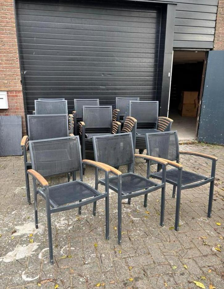Partij textileen terrasstoelen stapelbaar 52 stuks, Huis en Inrichting, Stoelen, Zo goed als nieuw, Vijf, Zes of meer stoelen