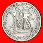 Ⰿ25 SILVER BEZANTS 1963-1986: PORTUGAL 2.50 ESCUDO 1964 SHIP, Ophalen of Verzenden, Overige landen, Losse munt