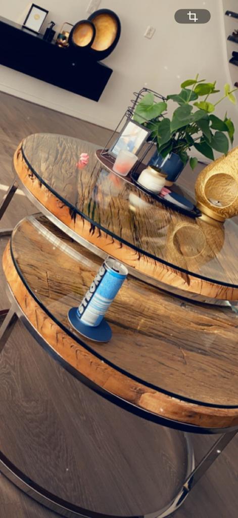 Salon tafel set, Huis en Inrichting, Tafels | Salontafels, Gebruikt, Minder dan 50 cm, 50 tot 100 cm, 100 tot 150 cm, Rechthoekig