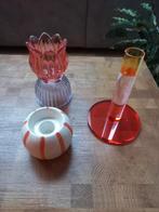 3 leuke kandelaars. Kleur oranje paars en roze., Huis en Inrichting, Woonaccessoires | Vazen, Overige kleuren, Ophalen of Verzenden