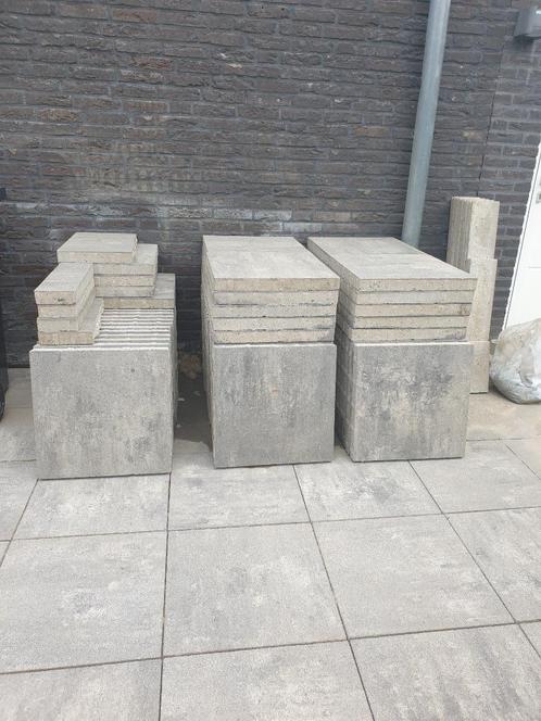 betontegels 50x50x5, Tuin en Terras, Tegels en Klinkers, Gebruikt, Terrastegels, Beton, 10 m² of meer, Gecoat, Ophalen