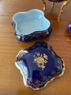 Vintage Limoges porselein kobalt sieradendoos - Frankrijk, Ophalen of Verzenden