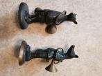 Brons bronzen muis en zwijn met jachthoorn, Verzenden, Brons