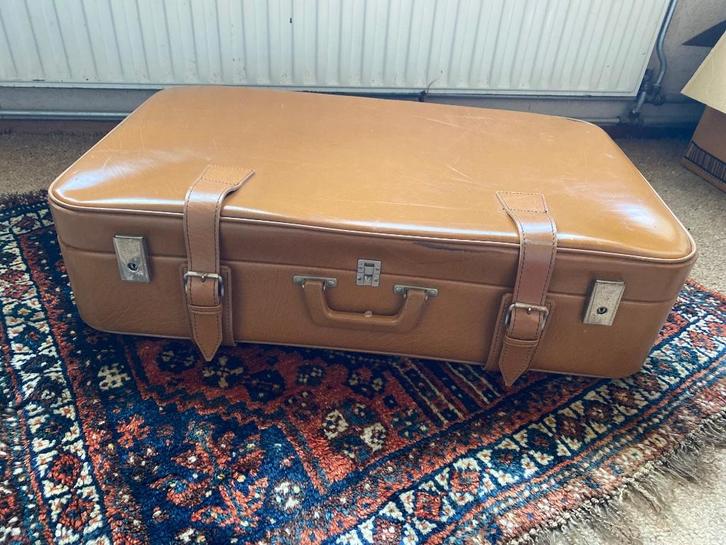 Vintage bruine leren koffer, 80x50x22, Sieraden, Tassen en Uiterlijk, Koffers, Gebruikt, Leer, 70 cm of meer, 45 tot 55 cm, Ophalen