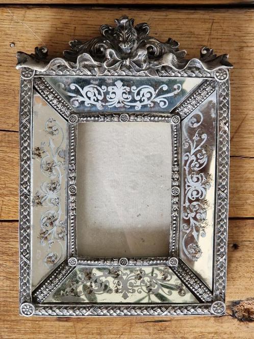 (O) Zilverkleurige vintage fotolijst, Clayre & Eef Stijl., Audio, Tv en Foto, Fotografie | Fotolijsten, Zo goed als nieuw, Ophalen of Verzenden
