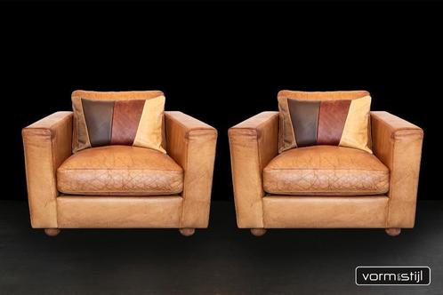 Set Linteloo/Machalke design fauteuils, Huis en Inrichting, Fauteuils, Leer, 75 tot 100 cm, 75 tot 100 cm, Ophalen of Verzenden