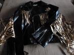 Maat S biker jas zwart met goud franjes nieuw, Carnaval, Nieuw, Ophalen of Verzenden, Maat 36 (S)