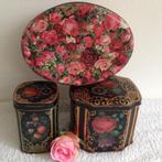 🌹3 Vintage Engelse BLIKJES met ROOSJES Made in Engeland., Ophalen of Verzenden, Gebruikt, Overige