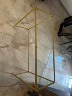 Gouden Sidetable met Glazen Blad, Minder dan 50 cm, Ophalen of Verzenden, Minder dan 25 cm, Rechthoekig