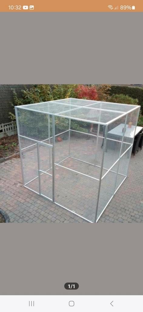 Ruime aluminium voliere met gaasmaat 2.5 x 2.5, Dieren en Toebehoren, Vogels | Hokken en Kooien, Volière, Aluminium, Ophalen