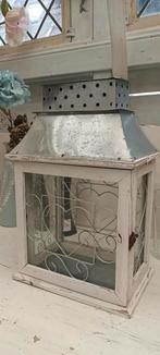 Windlicht / Vitrine voor kaarsen wit / zink 20 x 30 x 45 cm, Ophalen of Verzenden, Gebruikt